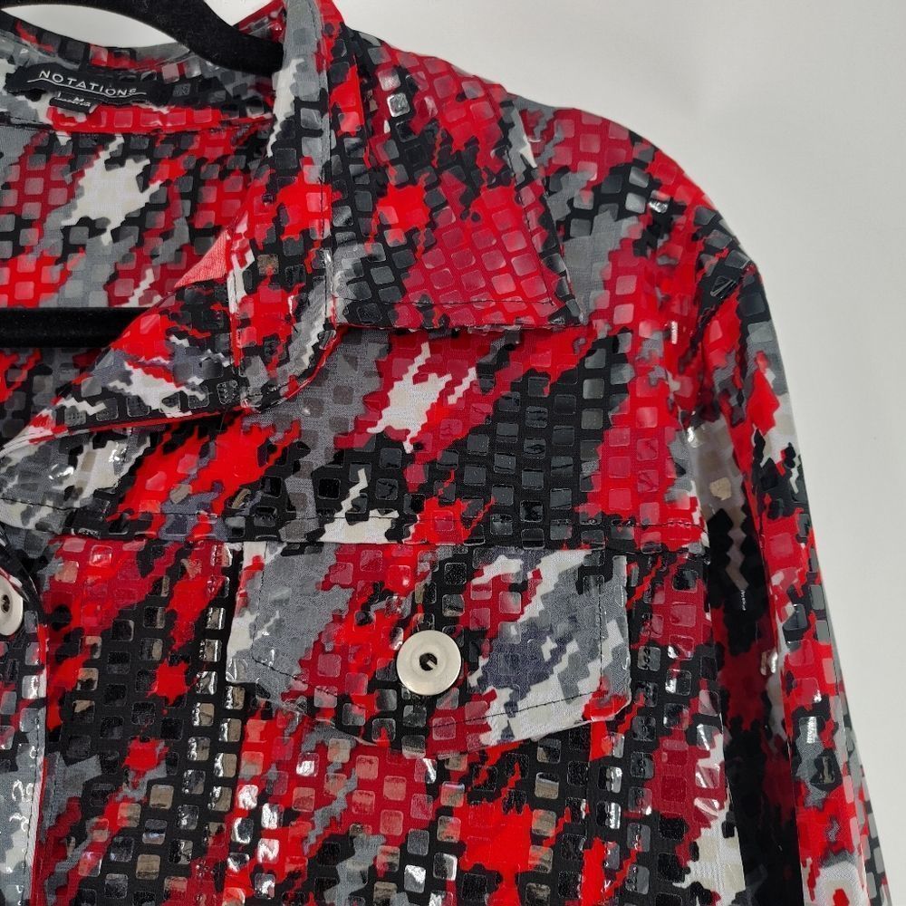 Notations Clear Sequin Jacket Red/Black/Gray Size… - image 2